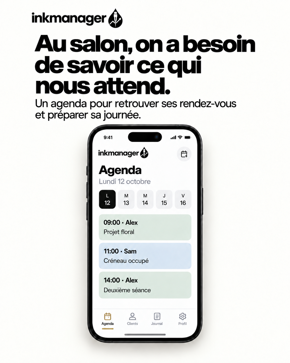 Visuel InkManager de l’agenda mobile