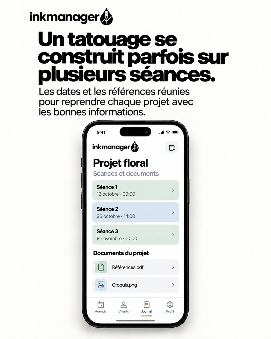 Visuel InkManager du suivi de projet